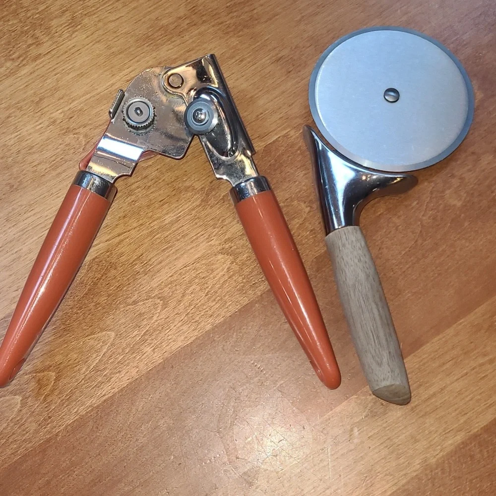 KitchenAid Orange Can Opener & Pizza Cutter with Walnut Handle Bundle! - Picture 3 of 5